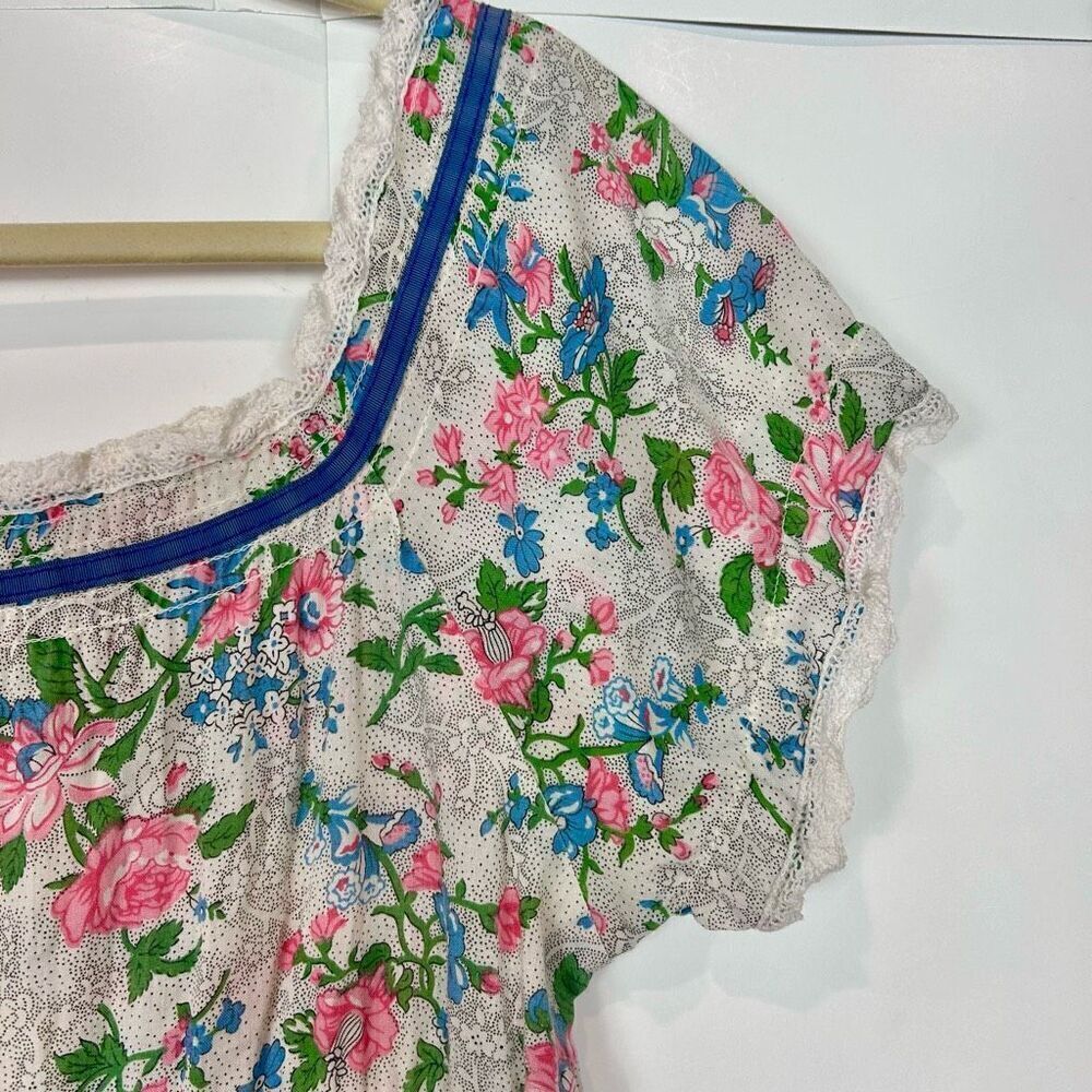 Vintage Youngland Dress Mini Square neck dainty Floral Short Sleeve Feminine M - Picture 15 of 16